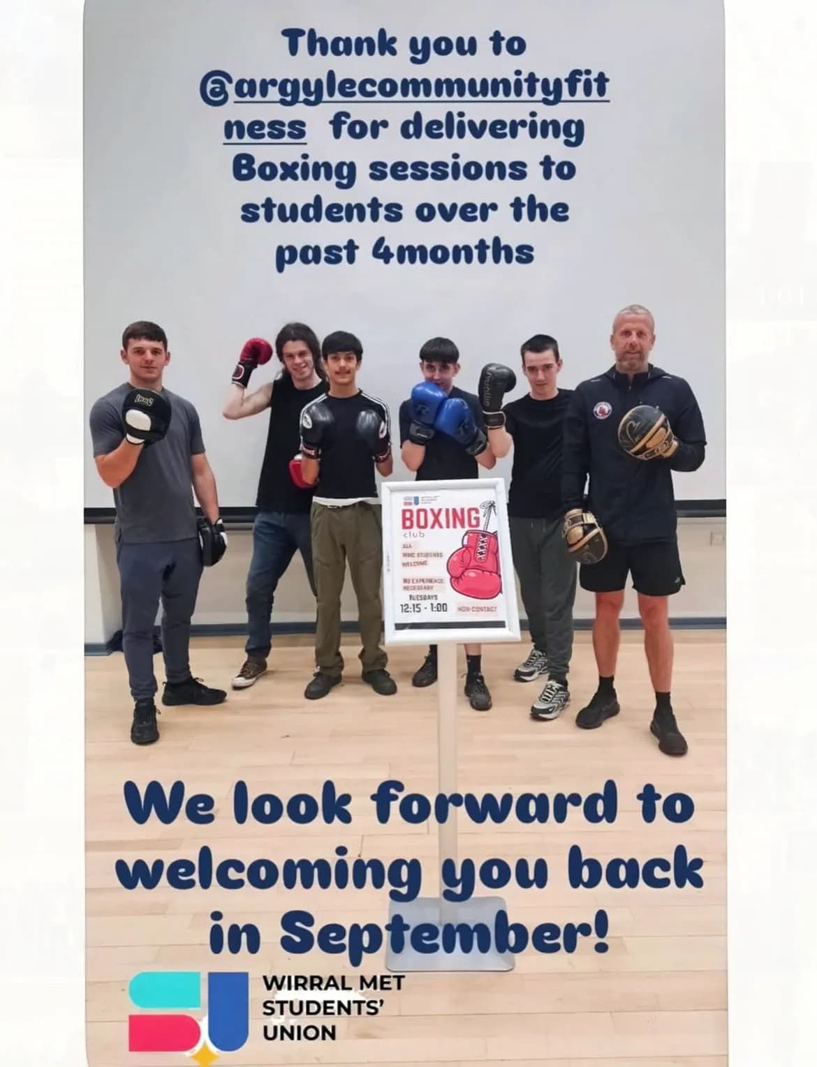 Wirral Met College thanking Weapons Down Wirral for its support